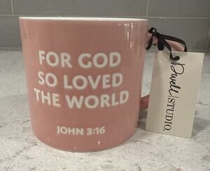 For God So Loved the World John 3:16 Bible Verse Dwell Studio Ceramic Mug NEW
